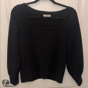 Madewell Black Crew Neck Sweater with Scoop Neckline